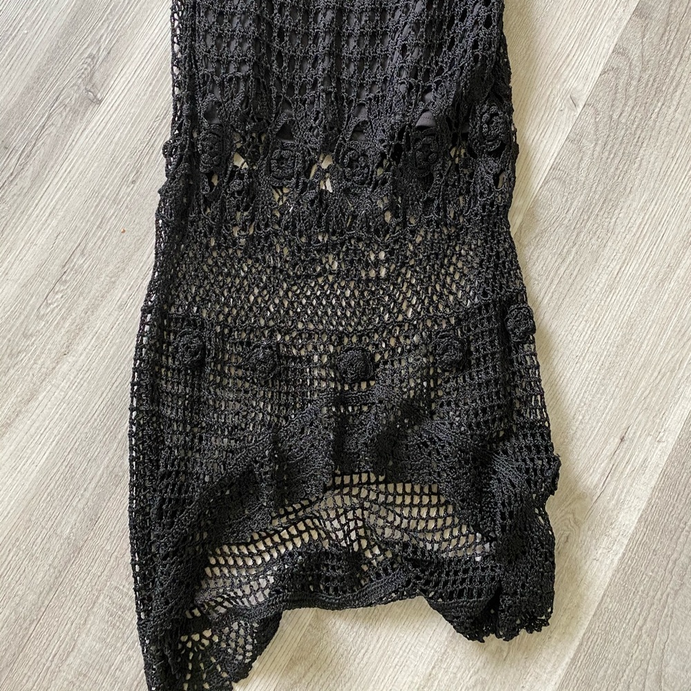 Black Macrame Sequenced Dress - image 3
